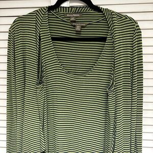 Tommy Bahama Olive and Navy Striped Maxi Dress and Cardigan